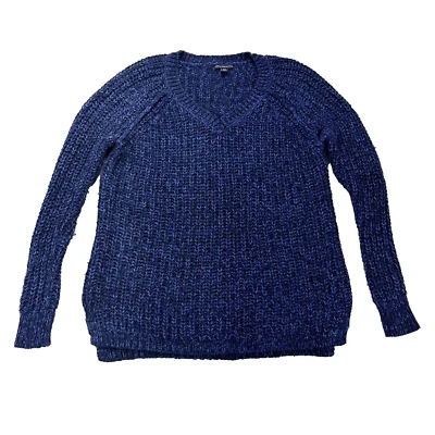 Suéter American Eagle para mujer S/P púrpura tejido a ganchillo cuello en V brillo elástico Foto 1 de 4