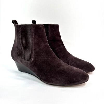 Talbots Isabel Boot Wedge Chelsea Deep Plum Purple Suede Shoe Women's Size 9 - Image 1 of 4