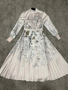 Ted Baker New WT Women Ivory Floral Midi Long Sleeve Dress Size 0, US 00 - Picture 1 of 12