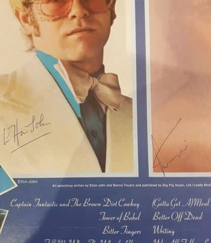 Elton John and Bernie Taupin Signed Captain Fantastic Lp 33rpm Cover