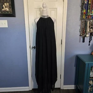 NWOT Women 2XL Black Sleeveless Formal Dress Silver Sequin Neckline Going Out - Picture 1 of 8