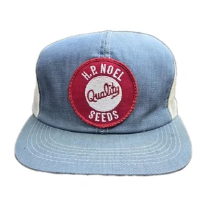 Vintage H.P. Noel Qualität Samen blau Mesh Trucker Mütze Snapback K-Produkte USA - Bild 1 von 10