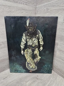 Vintage Rodeo Cowboy Öl auf Leinwand vom verstorbenen Maine Künstler Cliff Duphiney LESEN!! - Bild 1 von 10