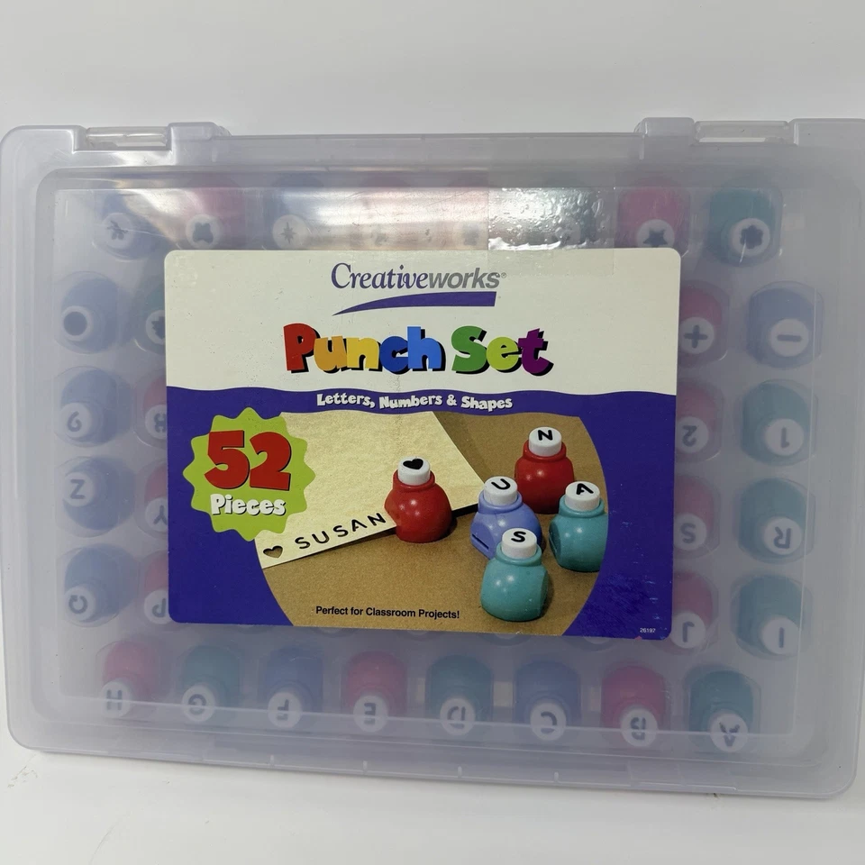 Creative Works 52 Piece Paper Punch Set. Letters, Numbers, Punctuation, Shapes.  - Image 1 of 4