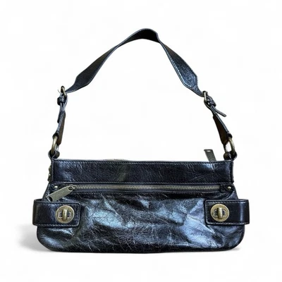 Bolso Cartera Vintage Cynthia Rowley Años 90 Y2K Negro Hebilla Tachuelas Cuero Genuino  Foto 1 de 4