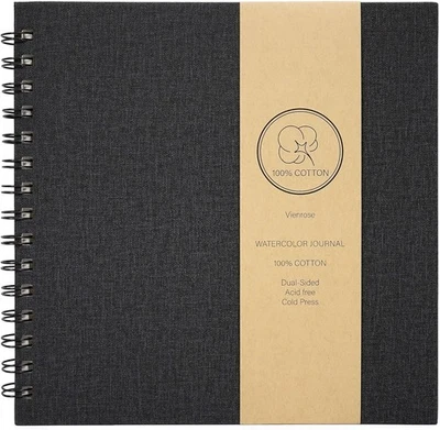 Watercolor Journal 8.3"x8.3" – 22 Sheets 140LB Cotton Paper, Travel Sketchbook  - Image 1 of 4