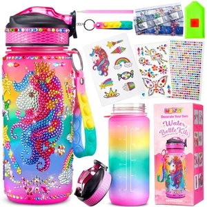 DIY Trinkflasche Set für Mädchen - Einhorn Basteln Geschenk für Alter 4-12, Geburtstag Spaß - Bild 1 von 6