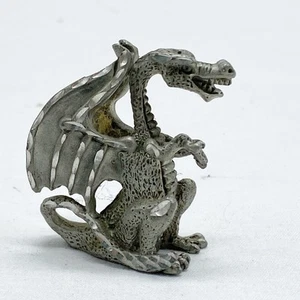 Mythical Fantasy Dragon Diamond Cut Cuter Pewter Miniature Vintage 1990's - Bild 1 von 7