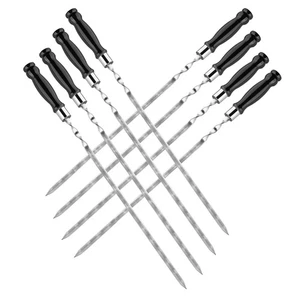 Juego de 8 pinchos de acero inoxidable con mango de madera 630x12x3mm (color negro) - Imagen 1 de 7