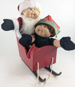 Toppa cavolo 1982 bambini 2 ragazzi bambole biondi capelli castani Babbo Natale elfo abiti slitta - Foto 1 di 15