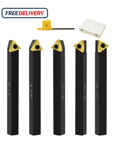 Metal Lathe Cutting Tools5pcs 1/4'' Shank Indexable Carbide Lathe Turning Too... - Picture 1 of 9