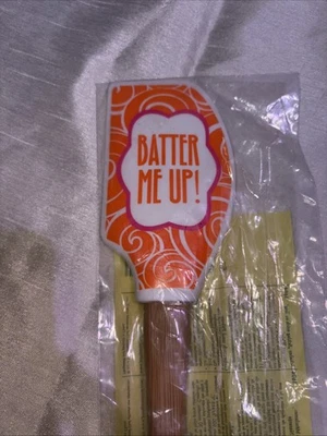  Pampered Chef Scraper Bamboo Batter Me Up Orange spatula NIP Retired! - Image 1 of 4