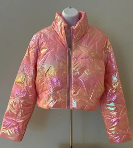 Current Mood Iridescent Metallic Shiny Puffer Jacket Size Small - Picture 1 of 5