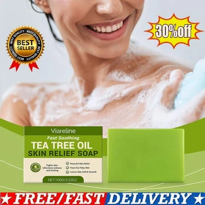1-5PCS 100G/3.53OZ TEA TREE OIL SKIN RELIEF SOAP Leaves Skin Soft & Smooth - Image 1 of 4