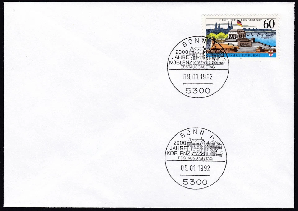 Germany 1992 FDC Mi 1583 Sn 1696 Base of William I monument and City silhouette - Image 1 of 1