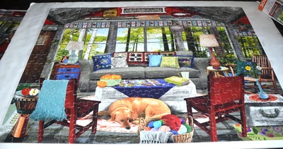 Lake Cabin (detailed interior with dog) 300 pc CEACO puzzle-- complete - Image 1 of 4