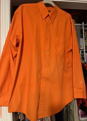 Camisa para hombre Chaps naranja brillante con botones L/S talla grande #1719 Foto 1 de 4