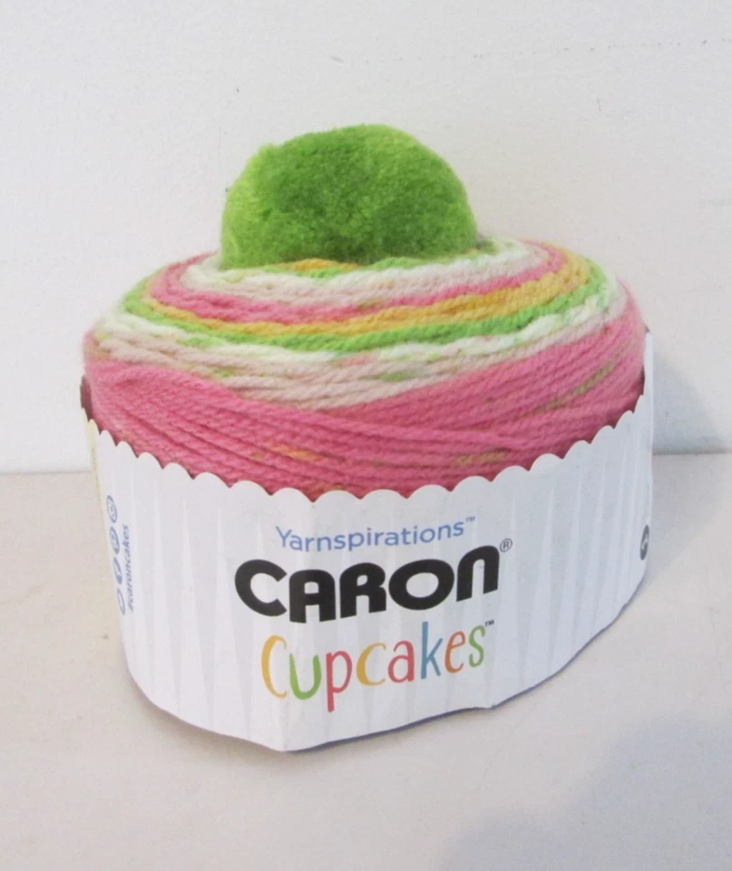 Caron Cupcakes Yarn 3oz Pompom Hat #3 #16009 Fruit Punch/ #16012 Strawberry Kiwi - Image 1 of 1