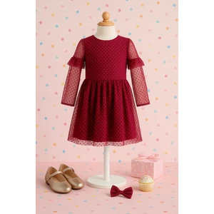 Mini Boden Flocked Spot Winter Party Dress in Warm Cranberry Red Sz 13-14 Y NWT - Picture 1 of 14