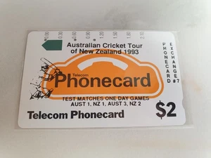 Tarjeta telefónica Australia Telecom $2 Australian Cricket Tour de Nueva Zelanda 1993 usada - Imagen 1 de 2