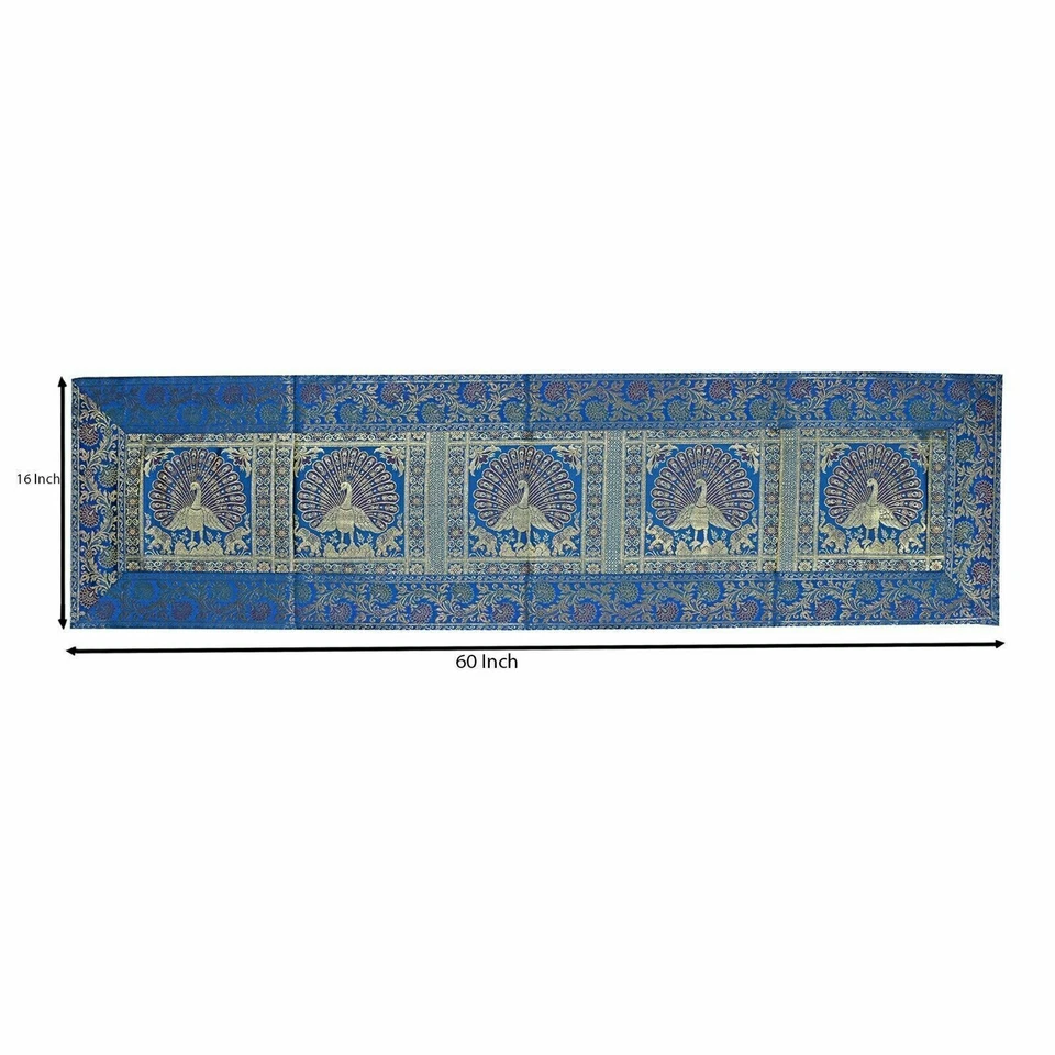 Vintage Silk Bland Brocade Table Cloth Cover Mat Indian Table Runner  Elephant - Image 1 of 4