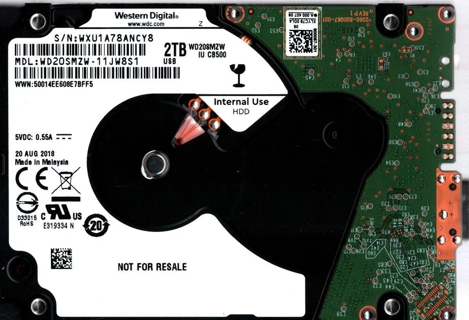 WD20SMZW-11JW8S1 S/N: WXU1A WESTERN DIGITAL 2TB MALAYSIA AUG 2018 - Image 1 of 1