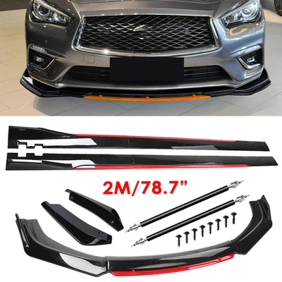 For Infiniti QX50 QX60 Glossy Black Look Red Front Lip Chin Bumper Side Skirt - Imagem 1 de 4