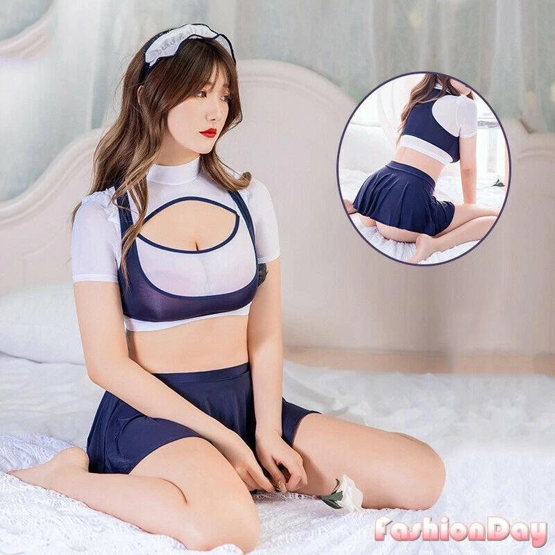 De lujo Nuevo Mujeres Sexy Uniforme Prendas para el torso Falda Juegos con disfraces Lencería Club Vestido Conjunto Foto 1 de 4