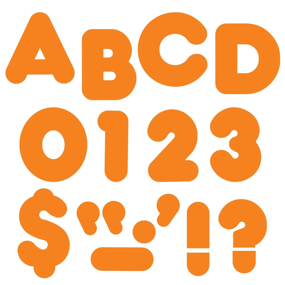 Small Orange Decorative Magnet Letters Set 50 Uppercase 10 Numerals Punctuation - Image 1 of 3