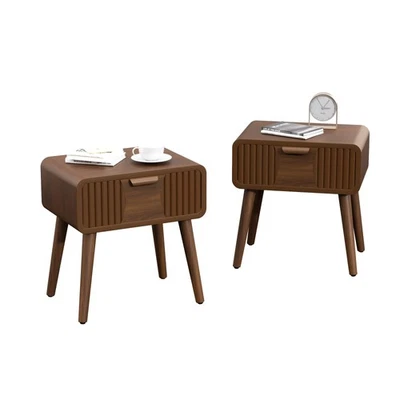 Набор современных прикроватных тумбочек середины века из 2 винтажных прикроватных столиков MCM со складом... - Изображение 1 из 4