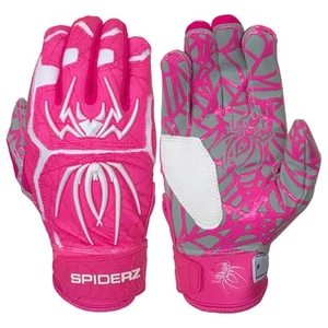 Spiderz 2025 Hybrid Adult Baseball/Softball Batting Gloves - Pink/White - XL - Picture 1 of 3