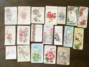 Lote de mezcla artesanal frentes de tarjetas de felicitación de colección de los años 60 ~ flores de mica pergamino pájaros campanas + - Imagen 1 de 15