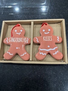 Rae Dunn Set Of Two Gingerbread Christmas Ornaments NEW - Picture 1 of 3