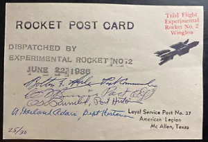 1936 McAllen TX USA Trial Flight Rocket Mail #2 PC cover To Mexico Pilot Signed - Picture 1 of 2