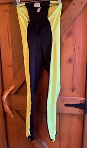 Light Weight Cycling Black with Tights Yellow Stripe with Foot Stirrup - Picture 1 of 6