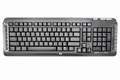 HP 480974-001 WIRELESS KEYBOARD BLACK MULTIMEDIA CORDLESS No Receiver 481019-001 - Image 1 of 3