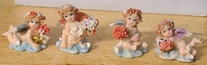 CHERUB BABY ANGEL FLOWER ROSE STAR HEART CUTE FIGURINE SET OF 4 DIFFERENT - Picture 1 of 9
