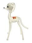 Rare Satin Glass Dog Figurine Orange & White Spots Spindly Legs Big Eyes