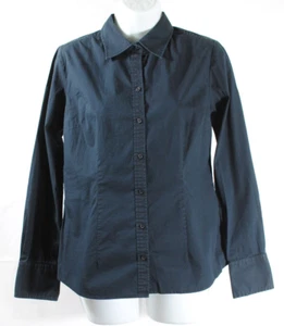 MERONA Shirt Women Medium Junior Black Button Up Long Sleeve Casual Blouse - Picture 1 of 12