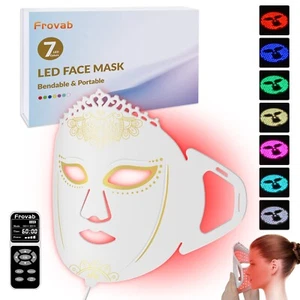 Frovab Led Face Mask Light Therapy,7 Colors Near-infrared Red Light for Acne - Picture 1 of 9