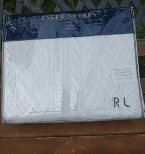 Ralph Lauren Highland Knit Throw Blanket 54x72 White 100% Cotton Msrp $355 - Picture 1 of 15