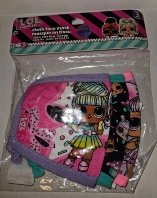 LOL SURPRISE Cloth FACE MASK Cover 3-PACK 100% Cotton Fashion Kids Girls - Image 1 of 4