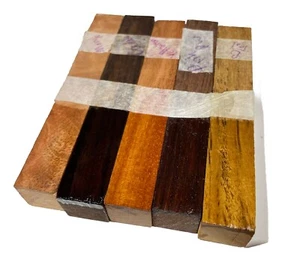 5 PC Pen Blanks Teak, Cocobolo, Mango, Yellowheart + More 3/4" x 3/4" x 5" (w42) - Picture 1 of 7