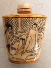 Vintage Antique Erotic Chinese Snuff Perfume Bottle Hand Carved
