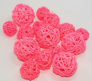 Wicker Rattan Balls Pink Party Decorations Crafts DIY - 3cm 4cm 5cm - 30pcs - Picture 1 of 6