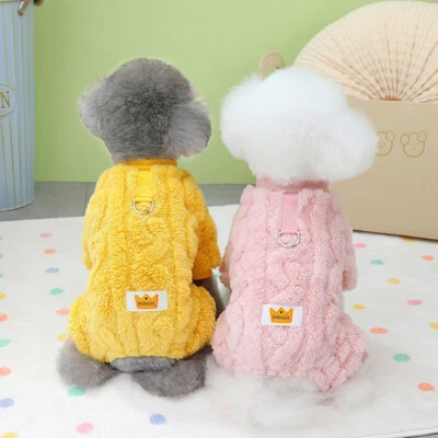 Puppy Pullover Cat Pajamas Winter Pet Jumpsuit Warm Coral Fleece Pet Overalls - Image 1 of 4