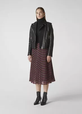 Whistles Pink Glittery Lurex Stripe Pleated Midi Skirt UK 8 USED Gently Worn - Image 1 of 4