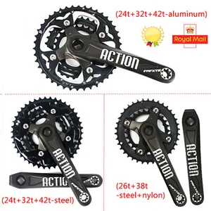 104/64 BCD 24-42t Cycling Chainwheel Double/Triple Chainset Chainrings Crank 170 - Picture 1 of 15