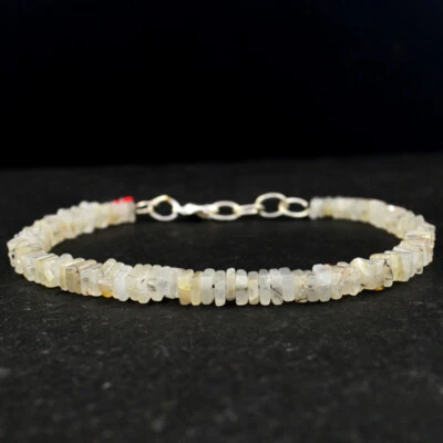 Pulsera de mujer 43 quilates de cuarzo rutilo de 7" de largo con cuentas Heishi JK 45E278 Foto 1 de 2