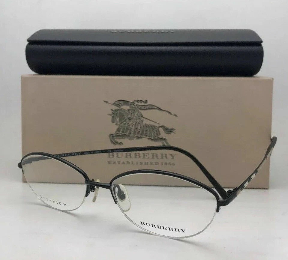 Nuevas gafas BURBERRY B 1263TD 1001 53-16 negras y Burberry a cuadros semi-sin montura Foto 1 de 4